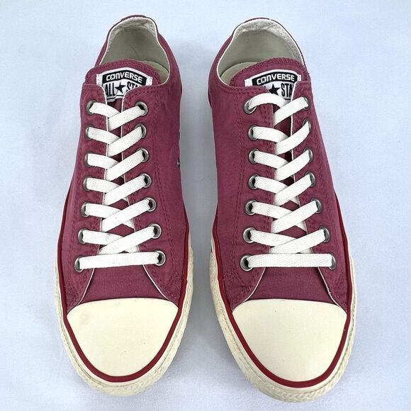Converse Chuck Taylor All Star Port Red Washed Canvas Low Tops Mens 9 Womens 11 - Picture 2 of 10